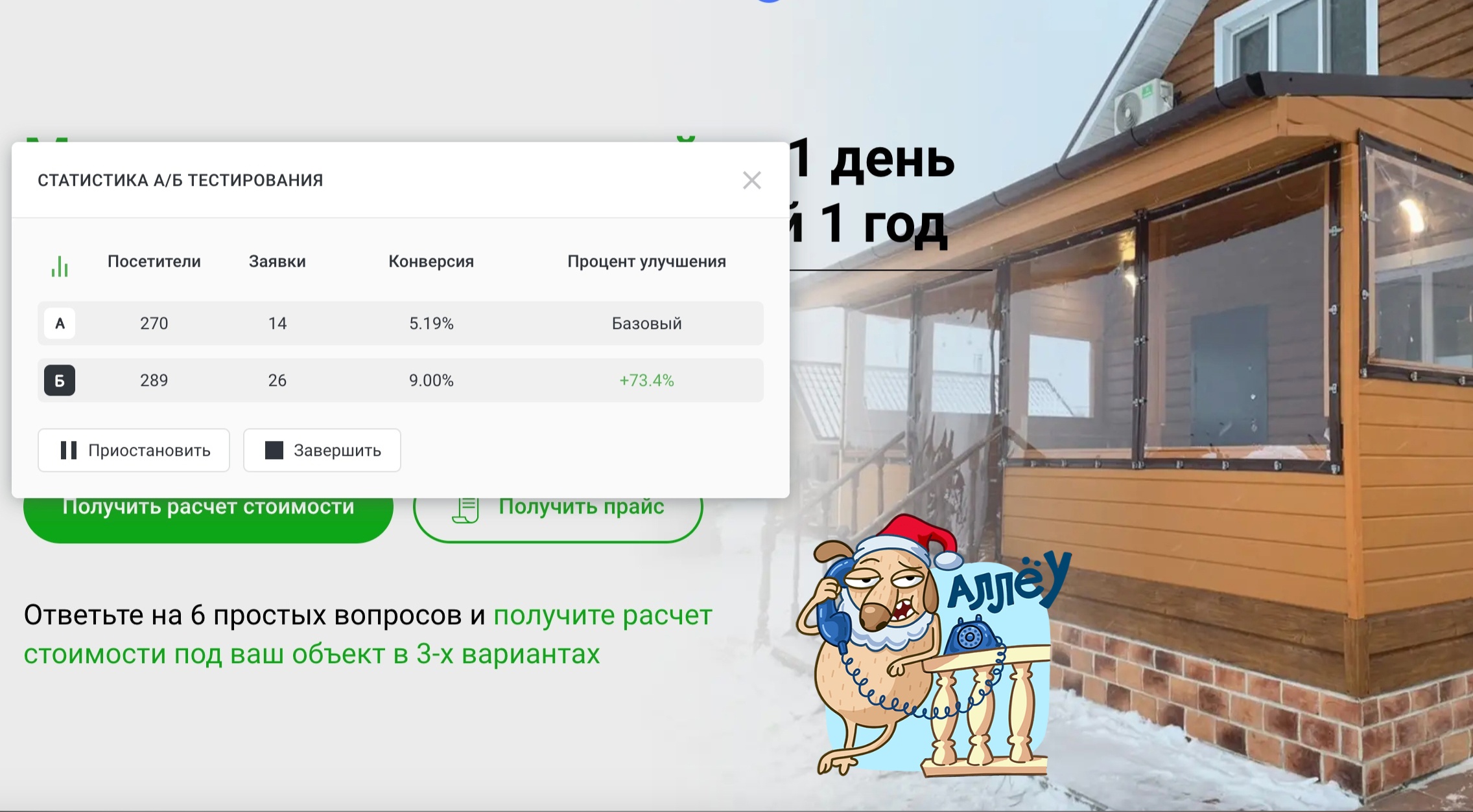 Результаты одной из кампаний